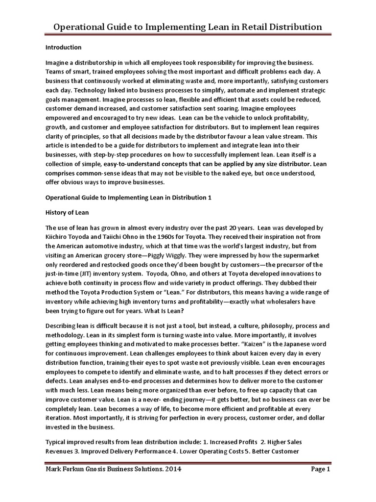 Lean Implementation in Distribution | PDF | Lean Manufacturing | Inventory