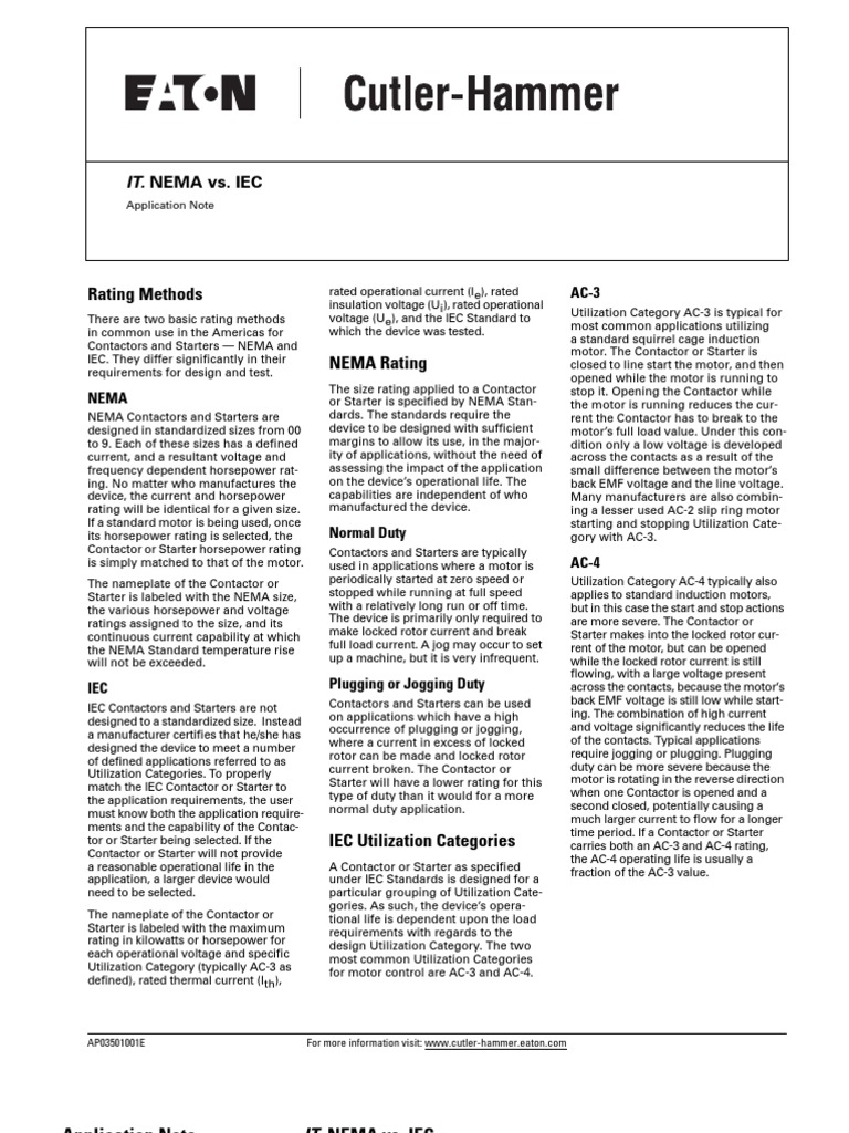 IT NEMA vs IEC - Application Note | Electromagnetism | Manufactured Goods