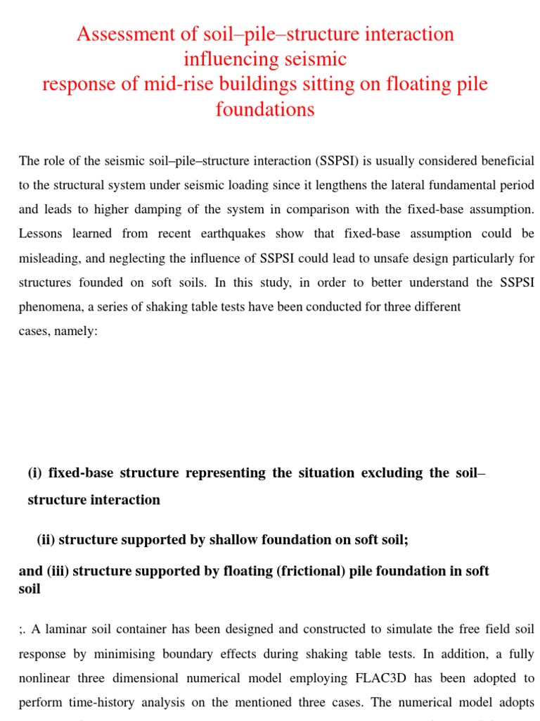 Seismic Impact on Floating Pile Foundations | PDF