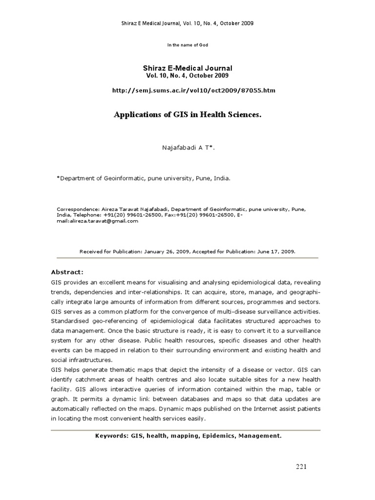 Applications Of Gis In Health Sciences Pdf Geographic Information