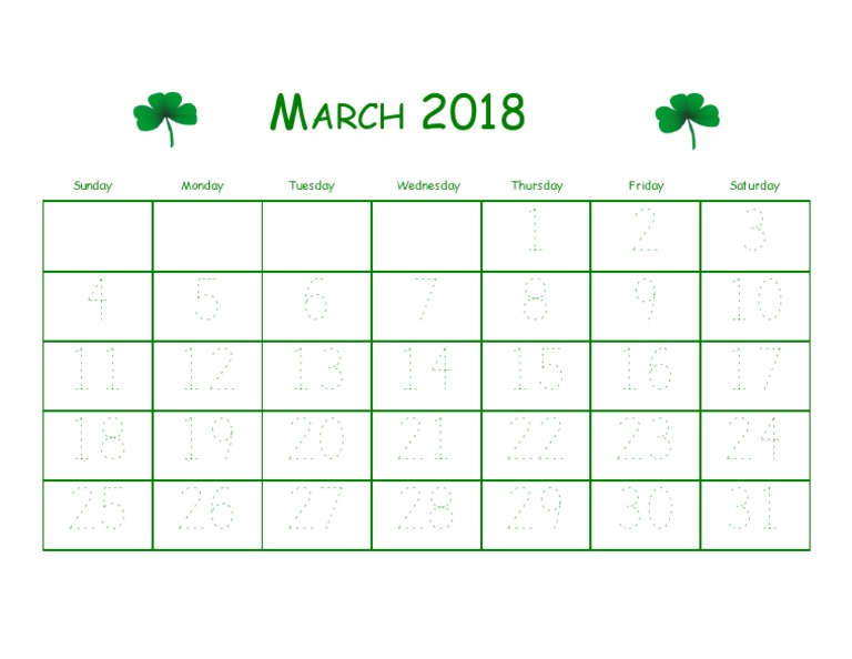 March 2018 Calendar Template | PDF | School Types | Schools