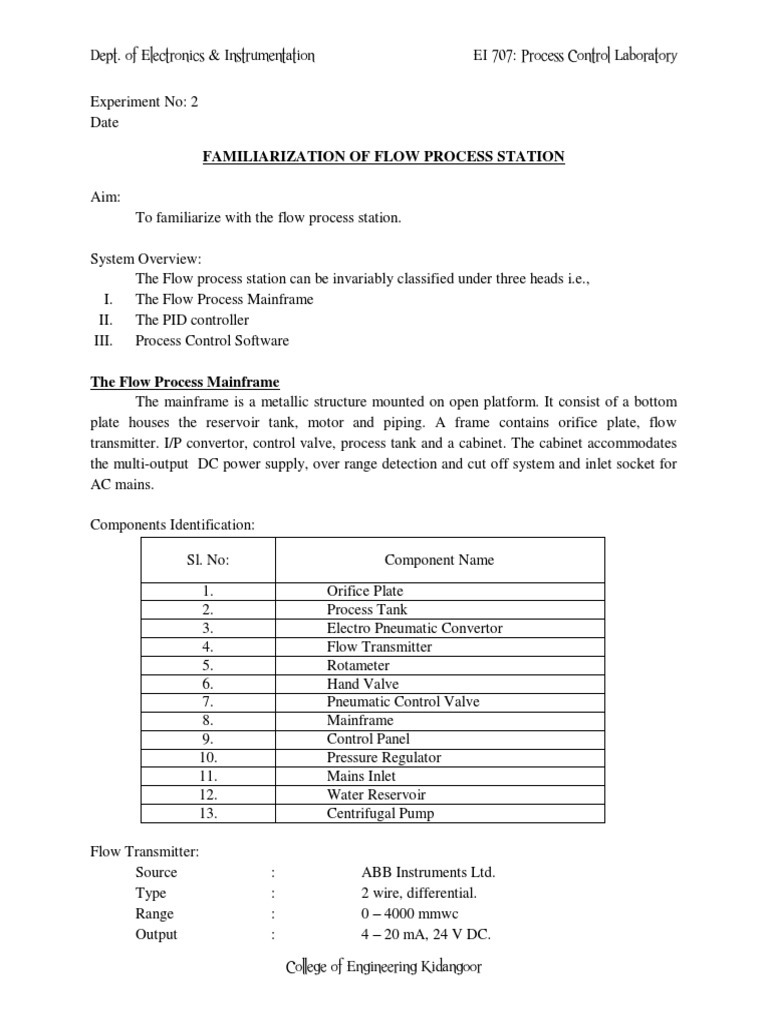 Familiarization of Flow Process Station | PDF | Analog To Digital ...
