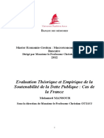 Evaluation Théorique Et Empirique de La Soutenabilité de La Dette Publique Cas de La France PDF