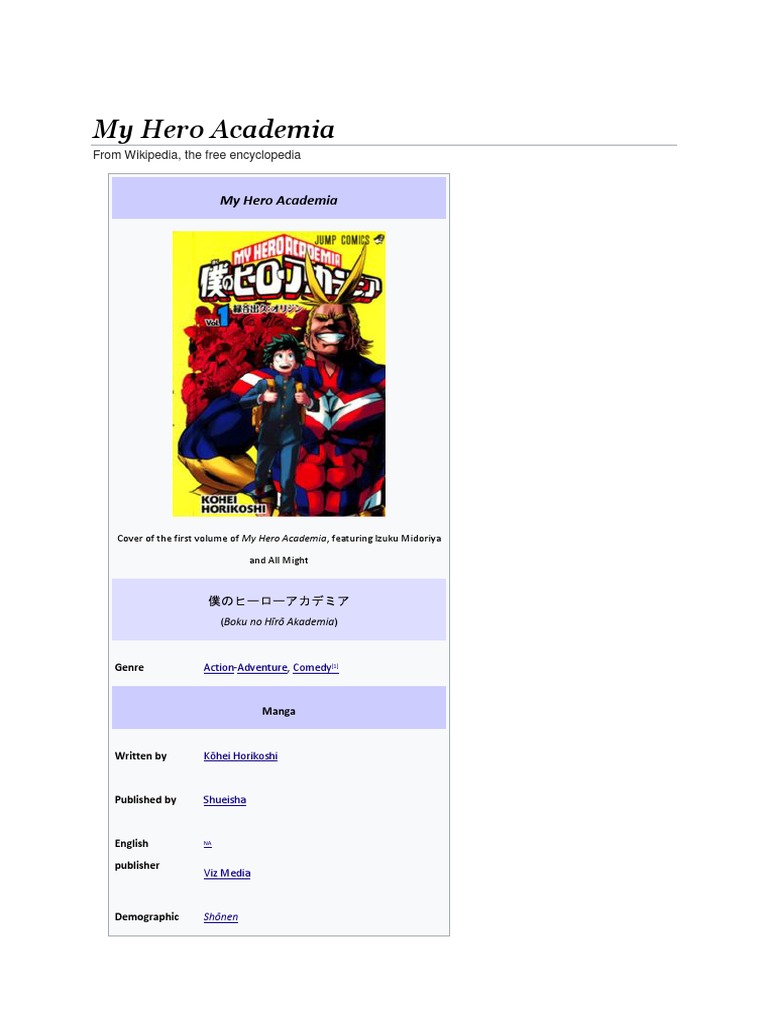 My Hero Academia Anime Entertainment Free 30 Day Trial Scribd