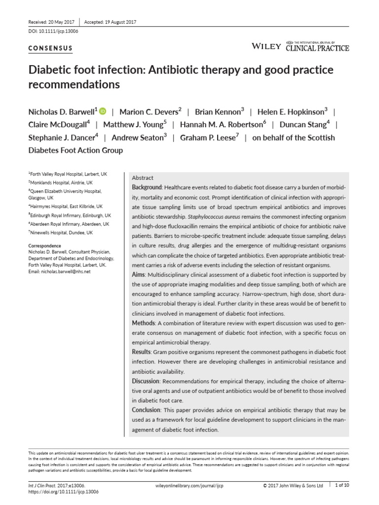 Diabetic Foot Infection Antibiotic Therapy and Good Practice