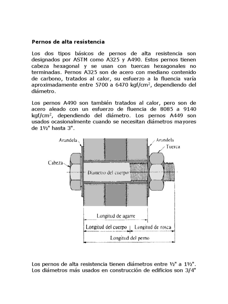 Pernos de Alta Resistencia | Descargar gratis PDF | Acero | Fricción