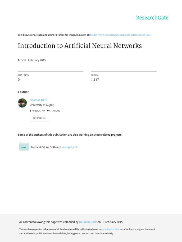 Introduction to Artificial Neural Networks | PDF | Artificial Neural ...