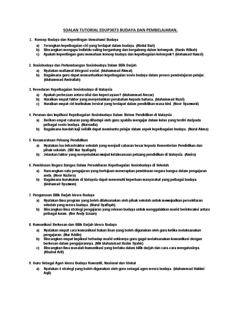 Soalan Tutorial Edup3073  PDF