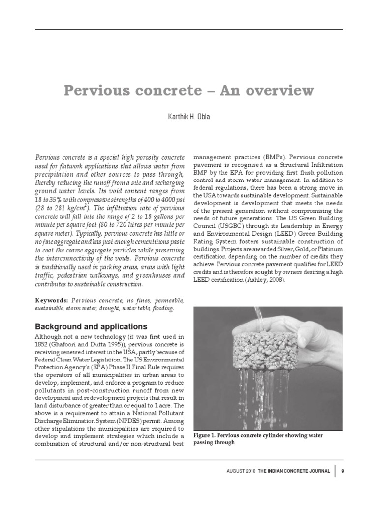 2010-Pervious Concrete Overview-Article-K.Obla PDF | PDF | Stormwater ...