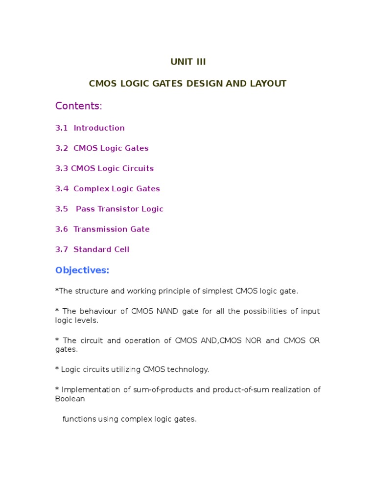 CMOS Logic Gates Design Overview | PDF | Cmos | Logic Gate