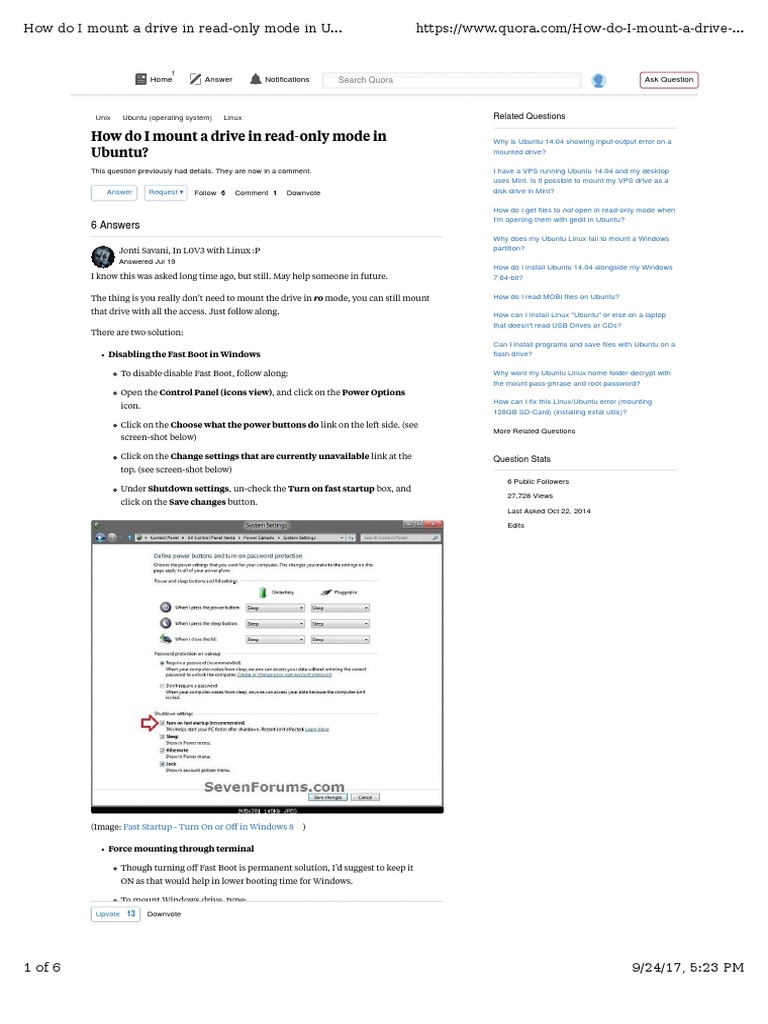 Mounting a Drive in ReadOnly Mode in Ubuntu Using the Terminal PDF