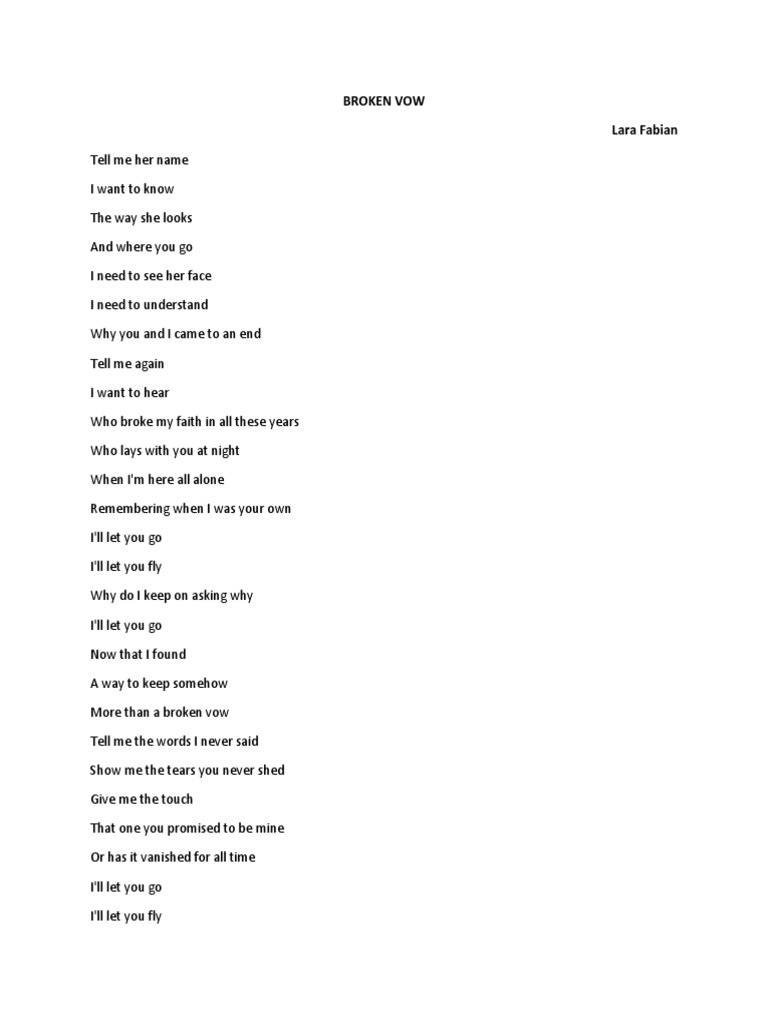 Lirik Lagu Broken Vow Pdf