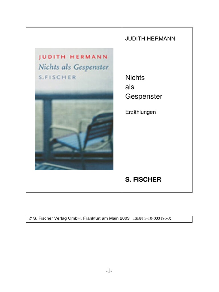 Nichts Als Gespenster Judith Hermann