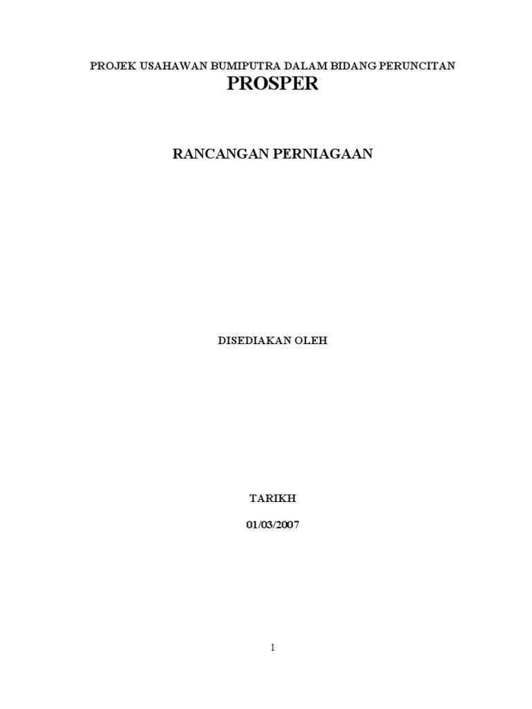 Contoh Kertas Kerja Rancangan Perniagaan Restoran