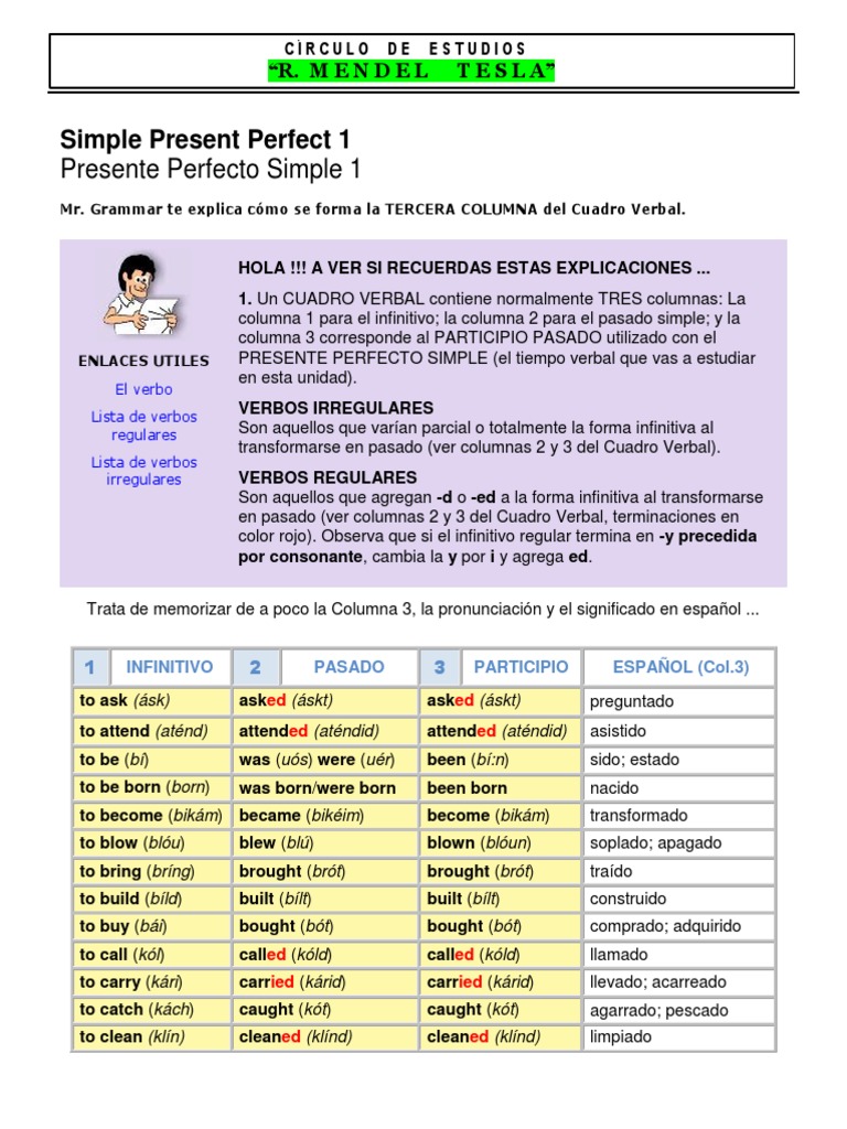 Modulo Present Perfect 5 Sec | PDF | Mecánica del lenguaje | Reglas