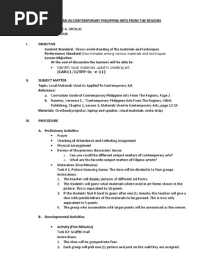 Lesson Plan in Contemporary Philippine Arts From the Regions