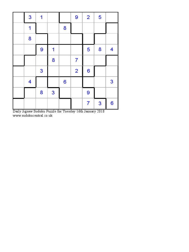 Jigsaw Sudoku Print Version - 016 | PDF