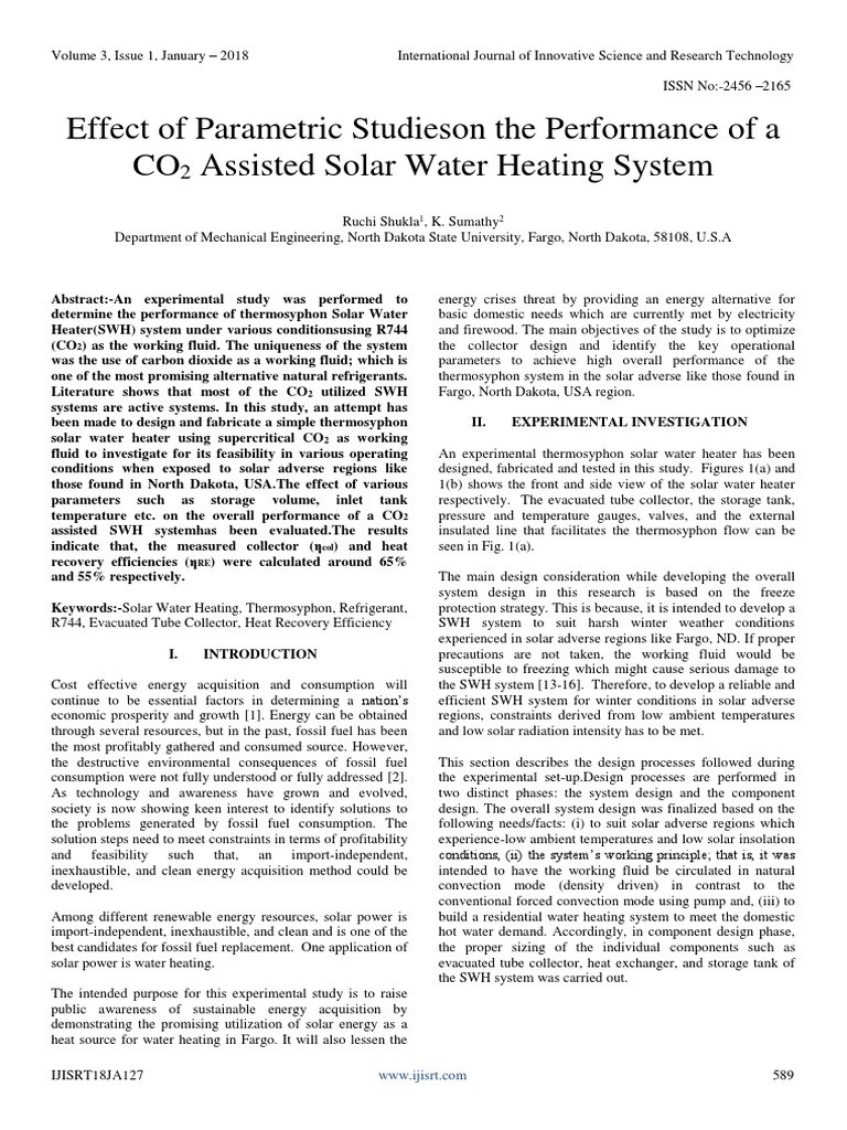 Effect of Parametric Studieson The Performance of A CO2 Assisted Solar ...