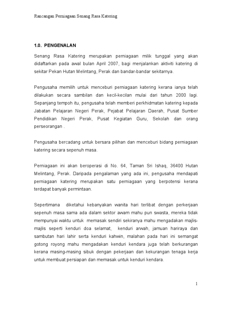 Contoh Kertas Kerja Rancangan Perniagaan 2016 Popular