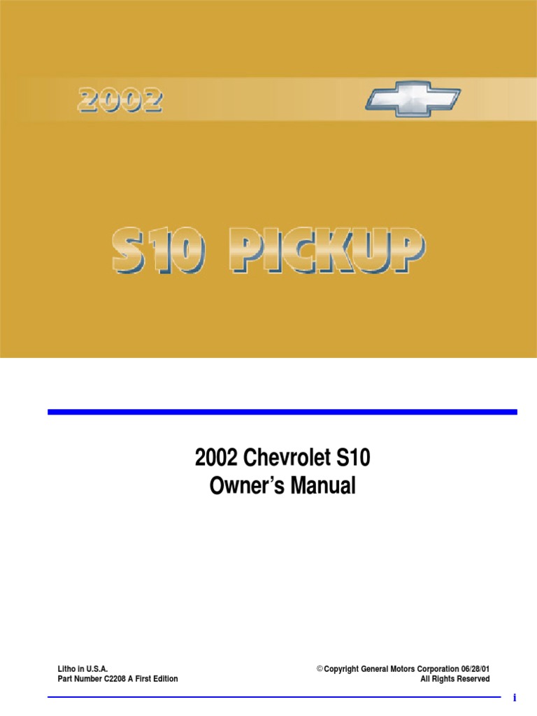 2002 CHEVROLET S10 OWNERS MANUAL visual data 3
