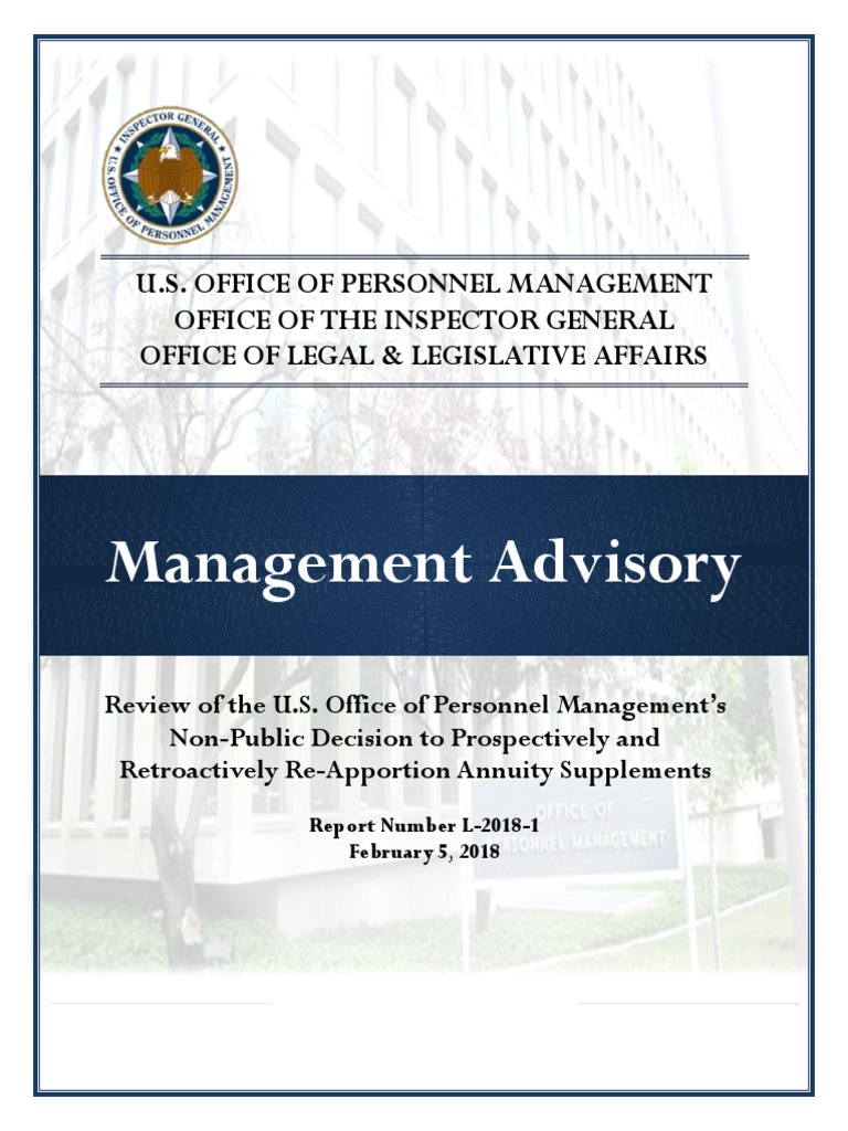 Advisory on OPM Retirement Annuity Actions Chevron U.S.A. Social
