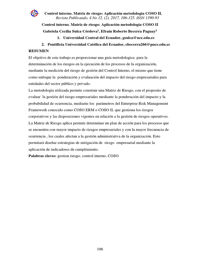 Matriz de Riesgo y Metodología COSO II | PDF | Contabilidad | Información