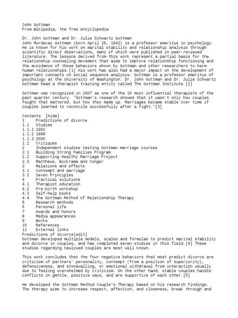 Gottman | PDF | Interpersonal Relationships | Psychology