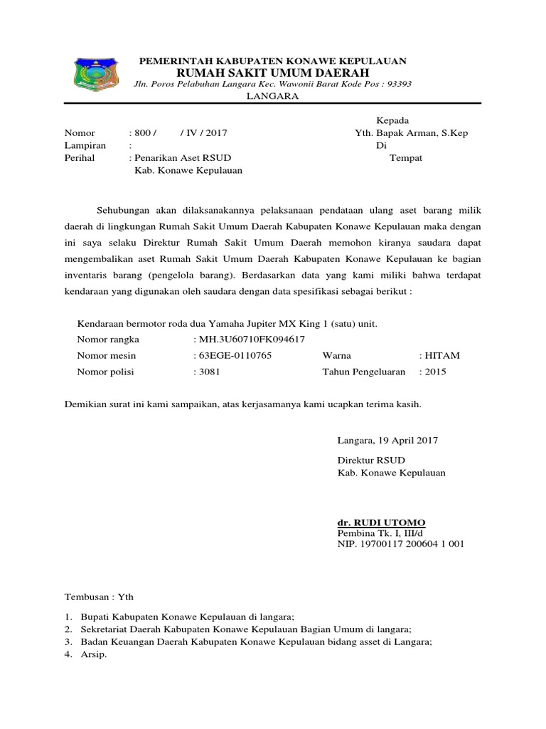 Contoh Surat Penarikan Barang Doc