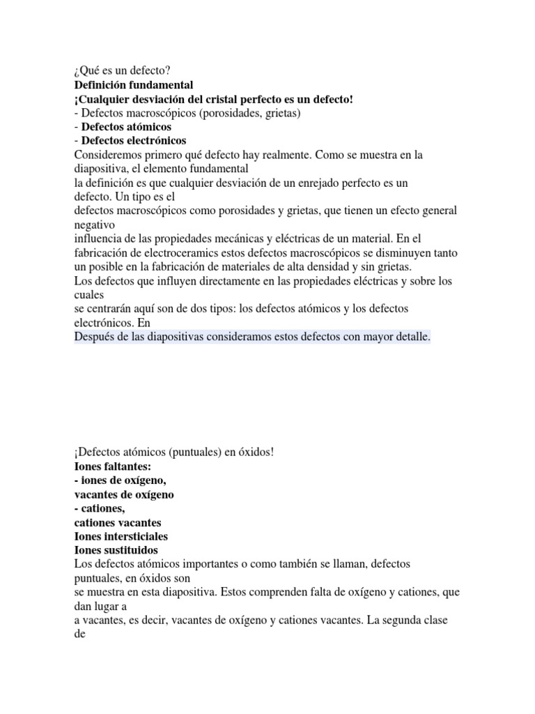 Definición y tipos de defectos en óxidos | PDF | Electrón | Valencia ...