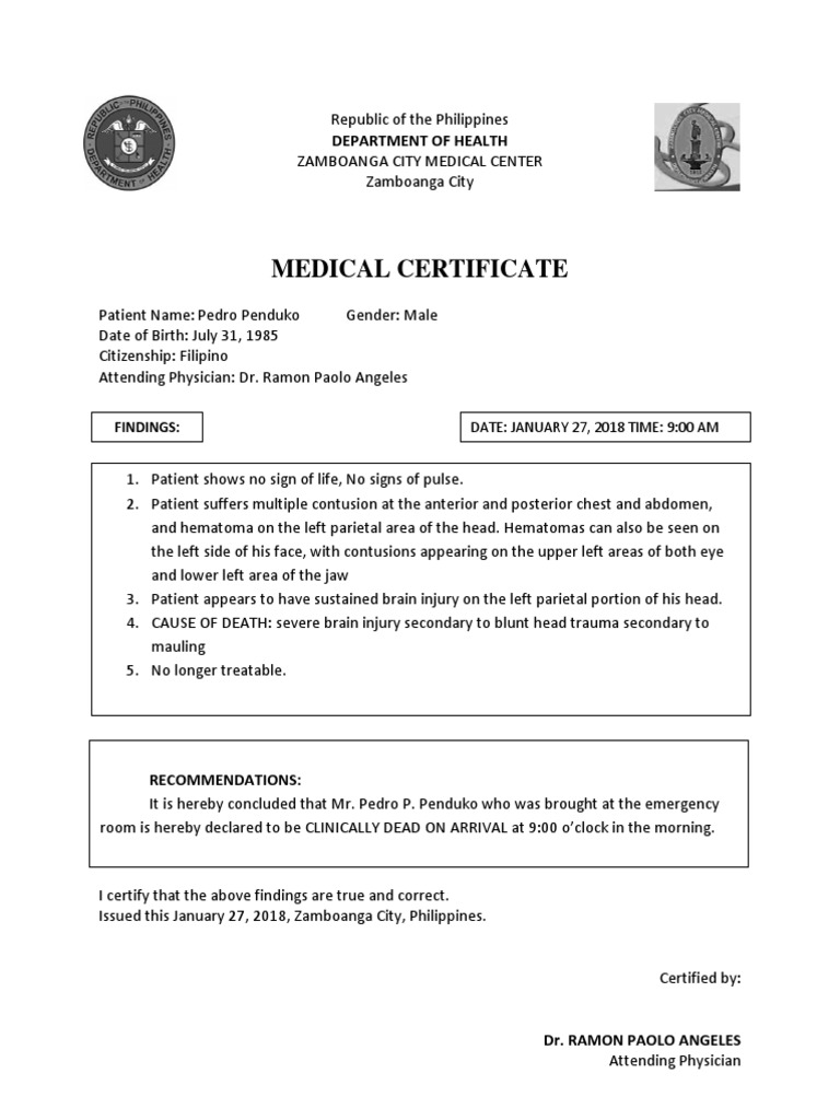 Medico Legal Certificate | PDF | Self-Improvement | Wellness