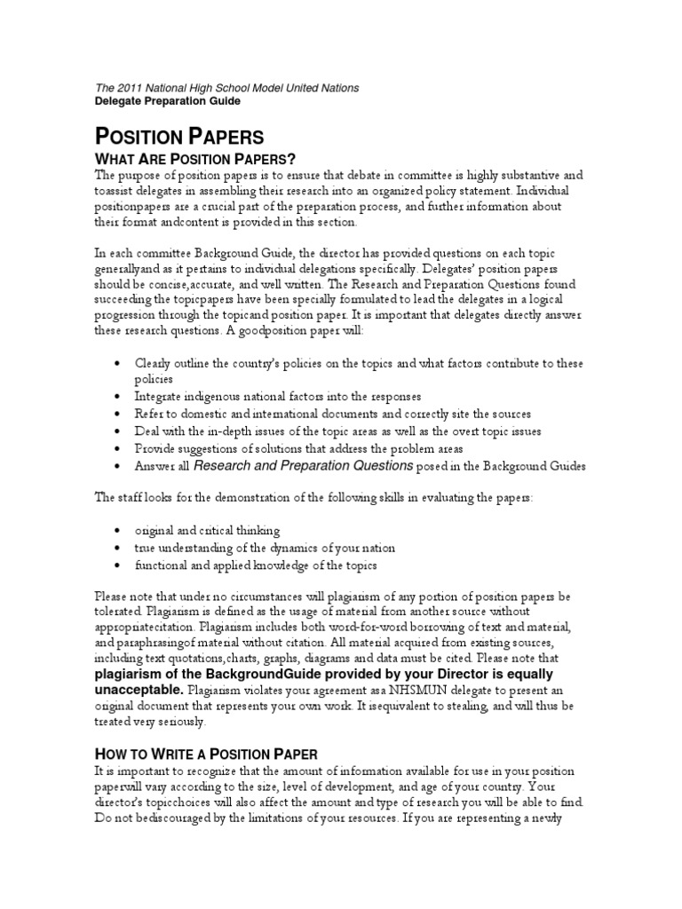 Sample Position Paper Democratic Republic Of The Congo United Nations Security Council