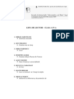 Lista de Lecturi Cls. A IV-A