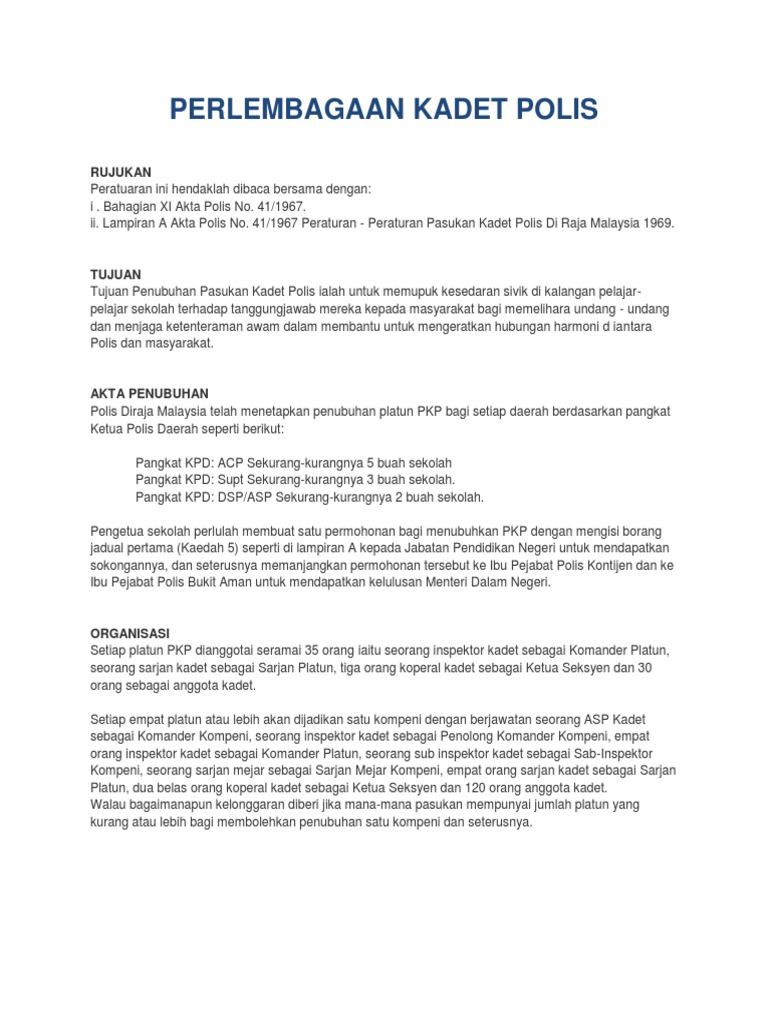 Perlembagaan Kadet Polis Pdf