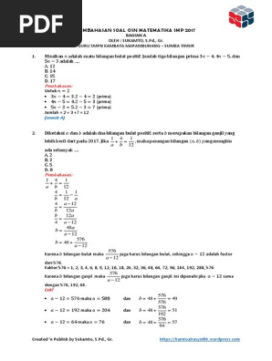 Kumpulan Soal Pelajaran 8 Contoh Soal Olimpiade Matematika Smp