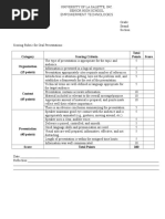 Category Scoring Criteria Total Points Score Organization (15 Points)