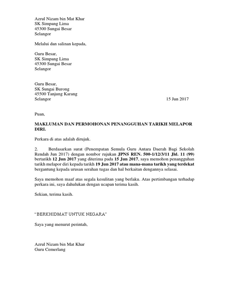 Surat Permohonan Penangguhan Pdf