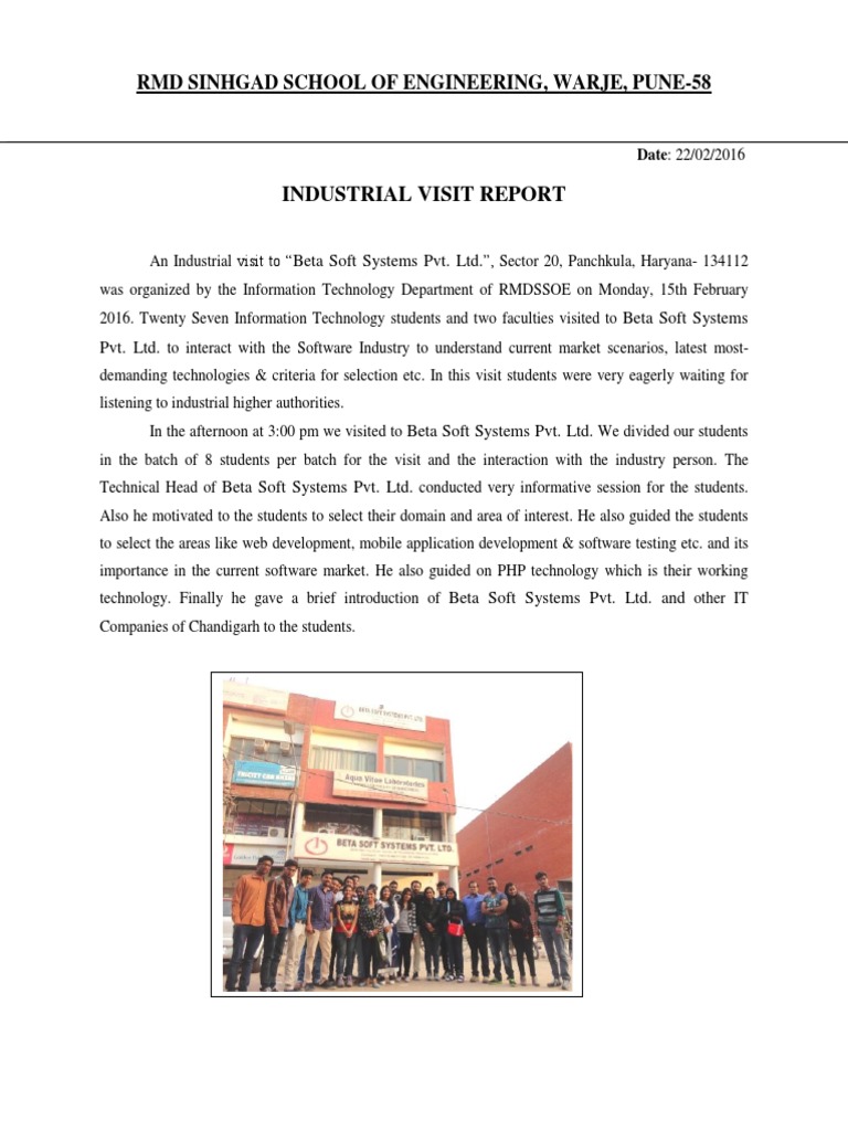 Industrial Visit Report: Beta Soft Systems | PDF | Software | Computing