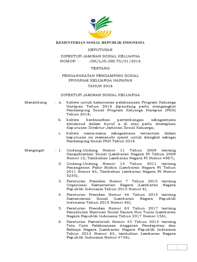 SK Pendamping Sosial 2018 | PDF