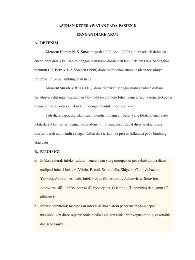 Asuhan Keperawatan Pada Pasien Diare Kls 2 Docx