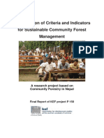 Identification of Criteria and Indicators For Sustainable Community Forest Management