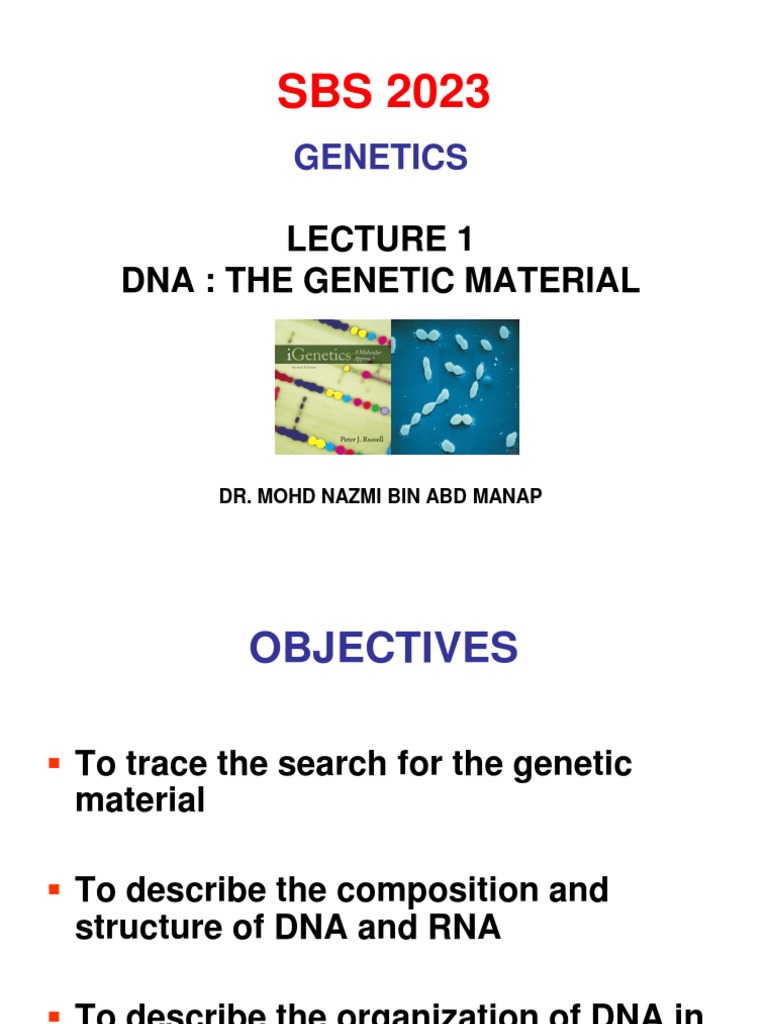 DNA as Genetic Material Overview | PDF | Dna | Genetics