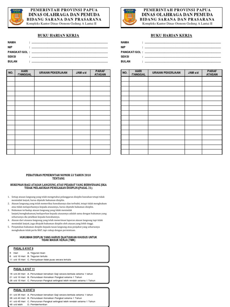 Format Buku Harian Kerja