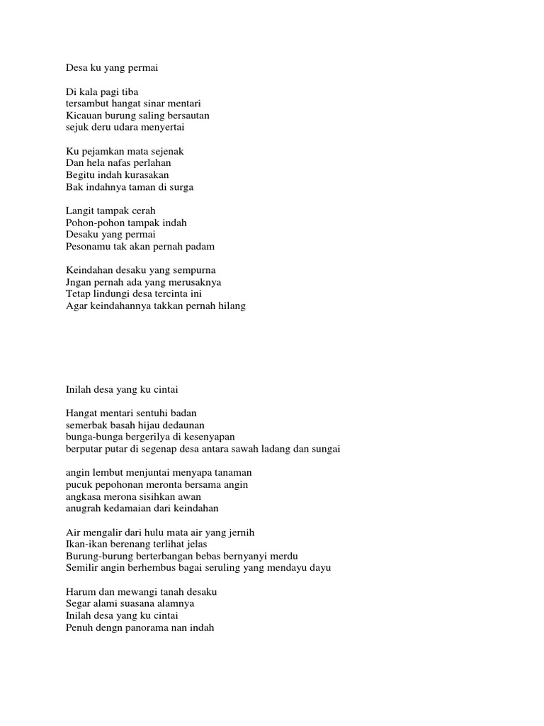 Puisi Desaku Untuk Sd Kumpulan Puisi