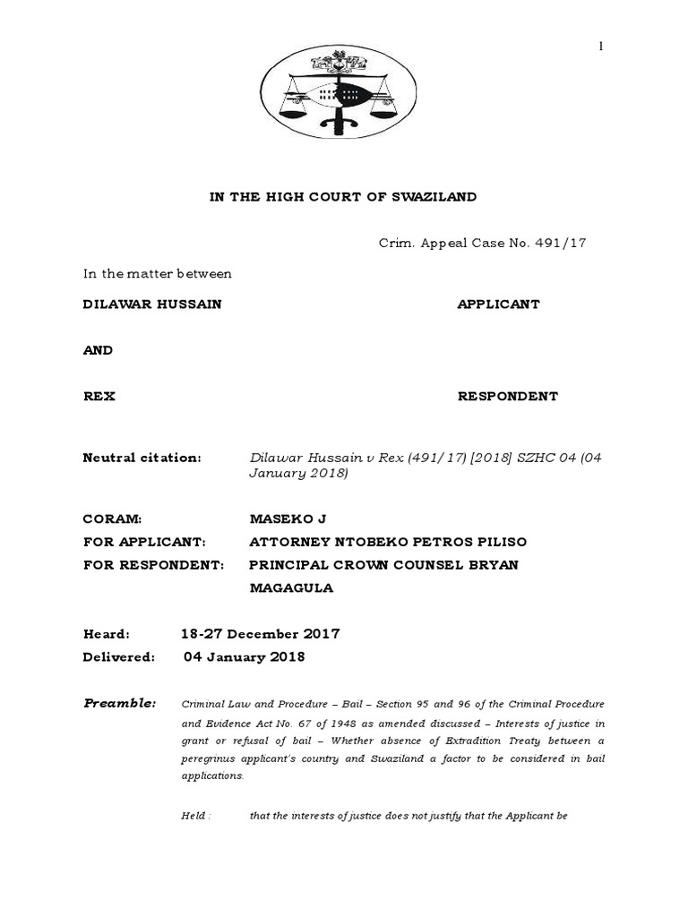 Hussain V R Bail Passport