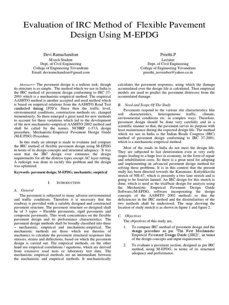 Evaluating IRC vs M-EPDG for Pavement | PDF | Road Surface ...