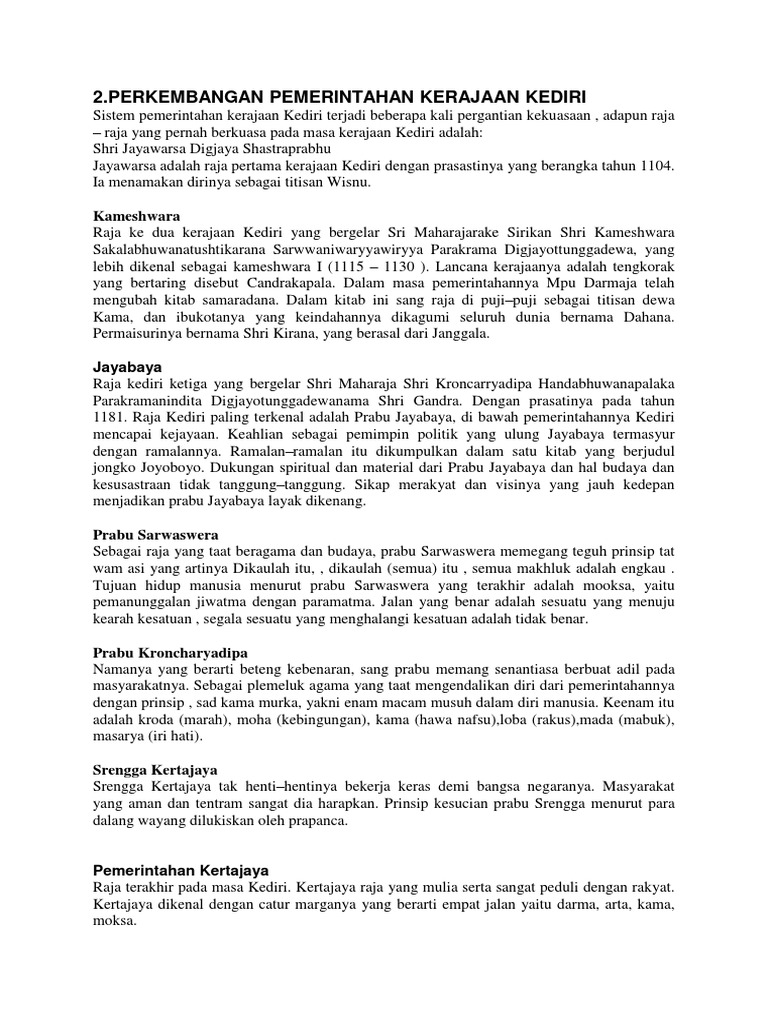Perkembangan Pemerintahan Kediri Pdf