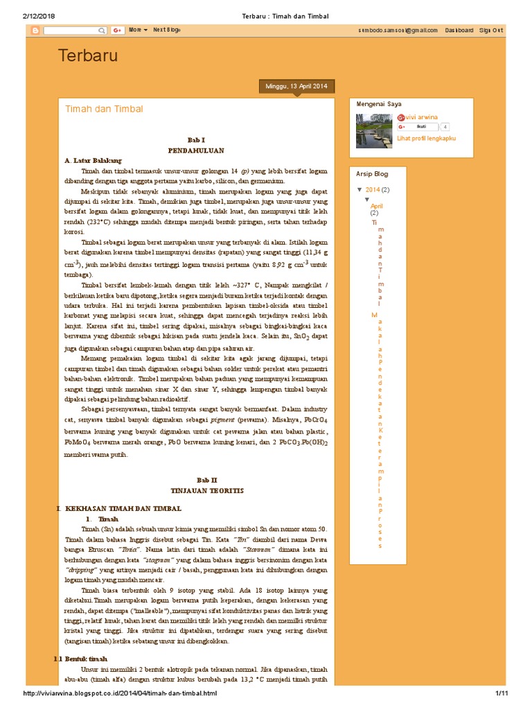 Terbaru - Timah Dan Timbal | PDF
