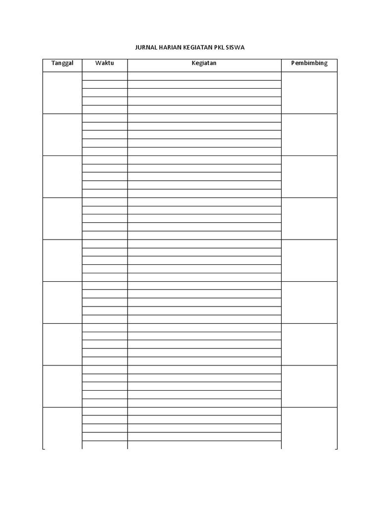 Jurnal Harian Kegiatan PKL Siswa PDF