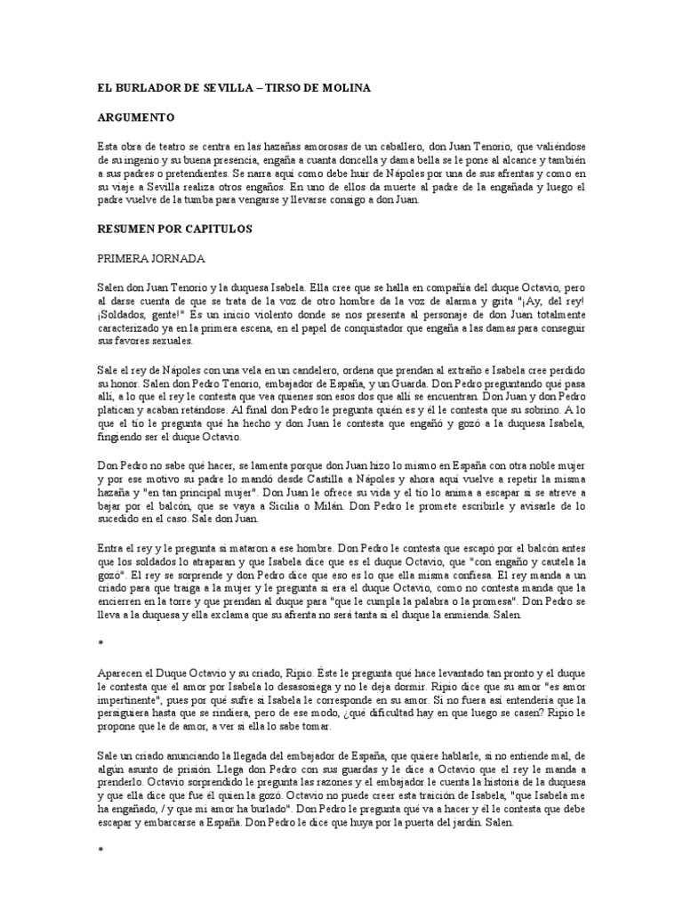 Resumen El Burlador de Sevilla PDF