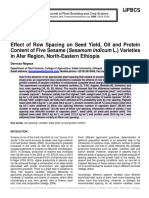 Effect of Row Spacing On Seed Yield, Oil and Protein Content of Five Sesame (Sesamum Indicum L.) Varieties in Afar Region, North-Eastern Ethiopia